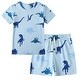 preview thumbnail 1 of 2, 100% Organic Cotton Toddler Summer 2 Piece short sleeve Pajama Set - Blue Dinosaur 12-24 Months