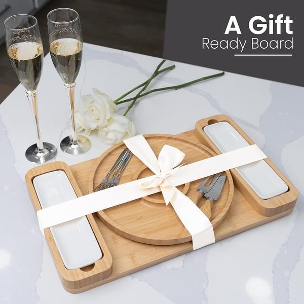 Charcuterie Board Gift Set - Cheese Board & Serving Tray, Large Bamboo Charcuterie Boards, Housewarming Gifts for New Home