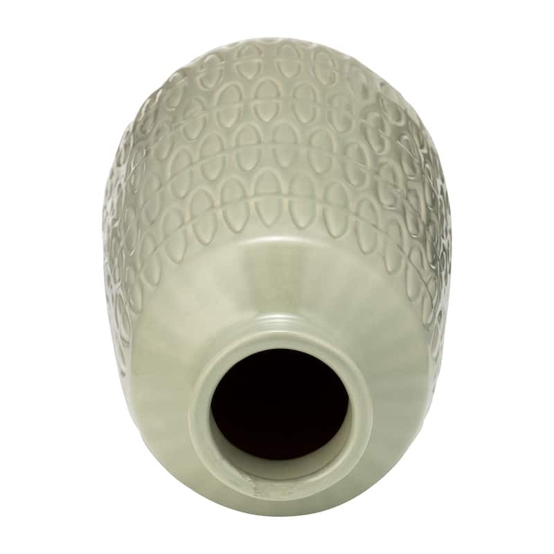 Sagebrook Home Ceramic Vase Carved Design Decorative Light Colored Table Vase for Home or Office Decor