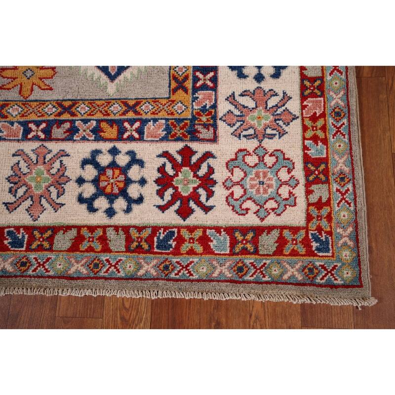 Beige Kazak Oriental Area Rug Hand-Knotted Bedroom Wool Carpet - 6'7" x 9'8"