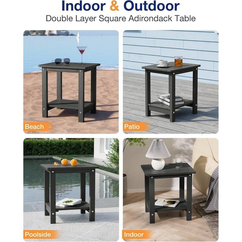WINSOON HIPS All Weather Table Adirondack Square Side Table