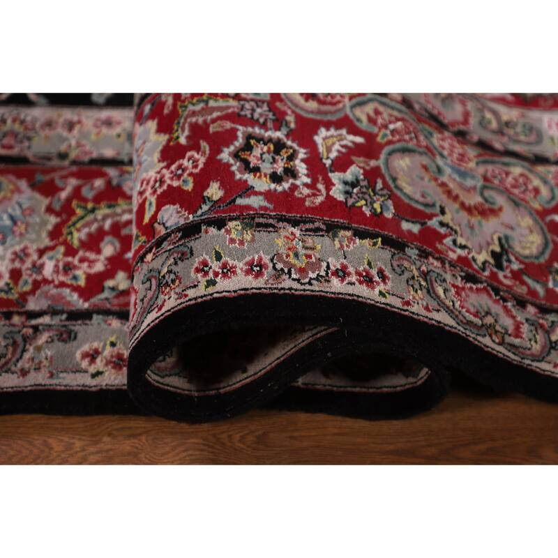 Floral Black Aubusson Chinese Area Rug Hand-Knotted Wool Carpet - 8'3"x 10'0"