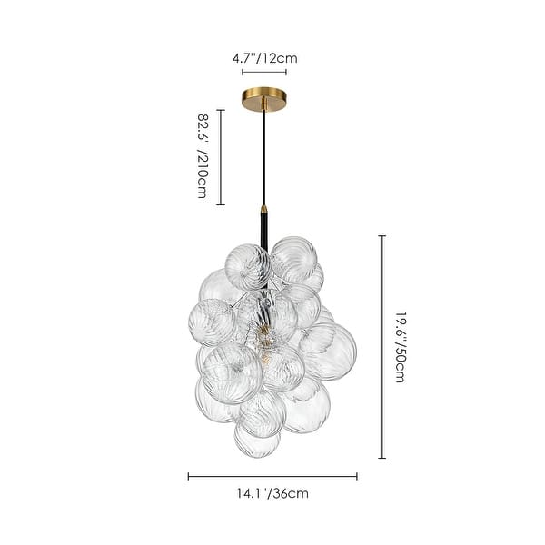 1-Light Modern Chandelier Cluster Clear Swirled Glass Globe Bubble Light with 1 Bulb Included