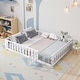 preview thumbnail 1 of 27, Montessori Floor Bed for Toddlers Full Size Floor Platform Bed with Safety Fence, Fun Small Door and Support Slats White - Full