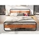 preview thumbnail 12 of 13, King Metal Platform Bed with Charging Ports, LED Light & Storage, Antique Brown