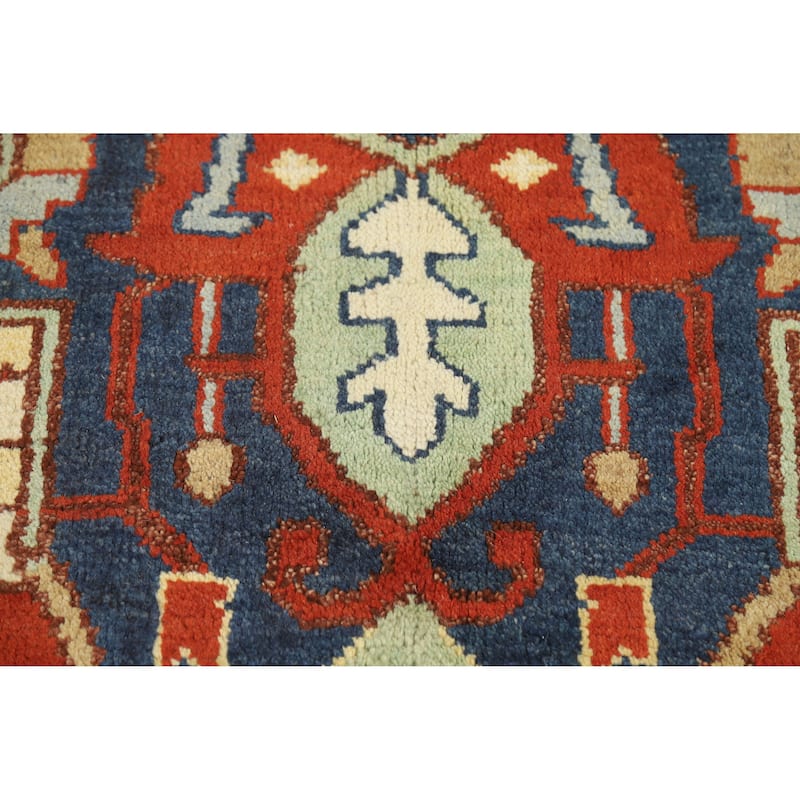 Medallion Heriz Serapi Indian Large Rug Hand-Knotted Wool Carpet - 9'8" x 13'11"