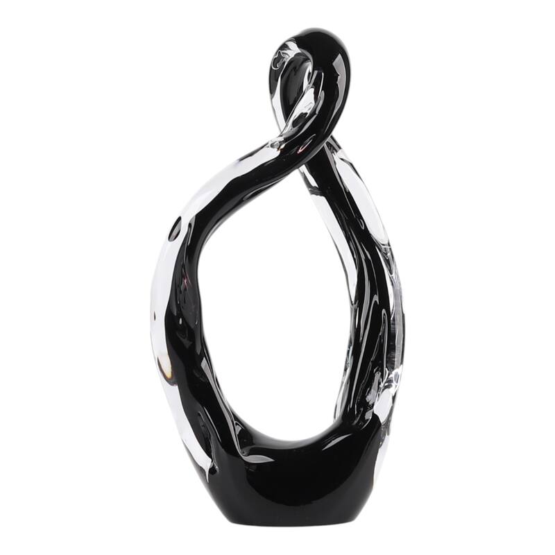 Glass Sculpture Abstract Decorative Statue for Home Decor - 14" Black - 6.75" x 3.5" x 13.5"