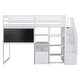 preview thumbnail 13 of 26, Twin Loft Bed with 4-Tier Built-in Shelves, Pull-Out Desk, Storage Stairs, Blackboard Slat Support Loft Bed for Kids Teens