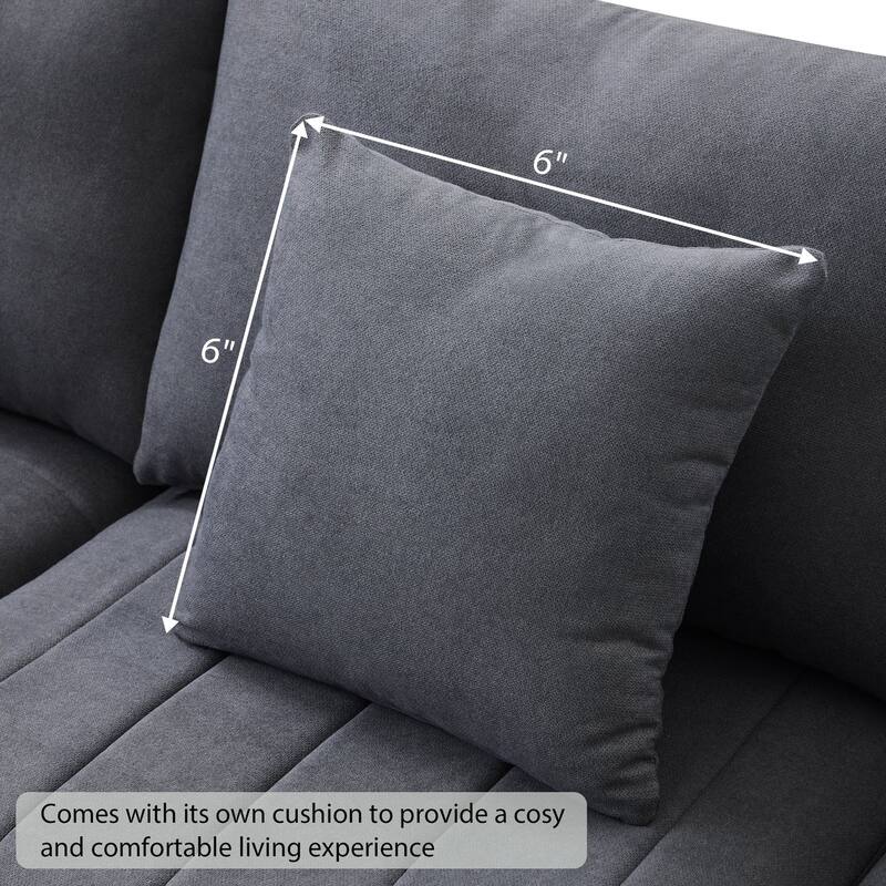 Fabric Tuxedo Arm Mid-Century Modern Sectional Sofa with 2 Pillows - 89" x 79"
