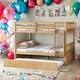 preview thumbnail 1 of 34, Rustic Style Full over Full Wood Bunk Bed with Guardrails and Ladder and Twin Size Trundle Oak