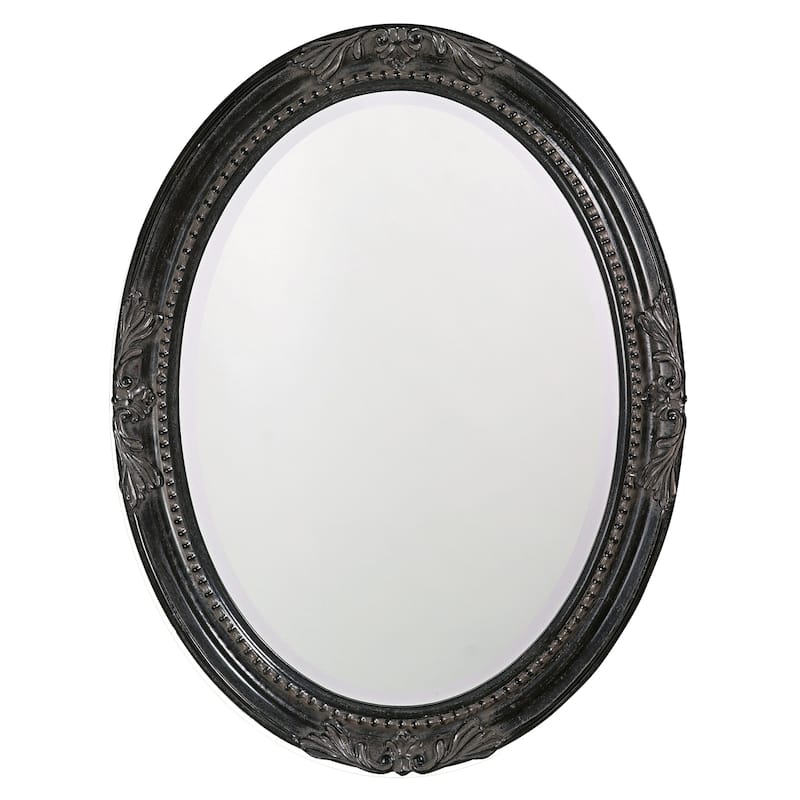 Allan Andrews Black Wood Oval Queen Ann Antique Wall Mirror