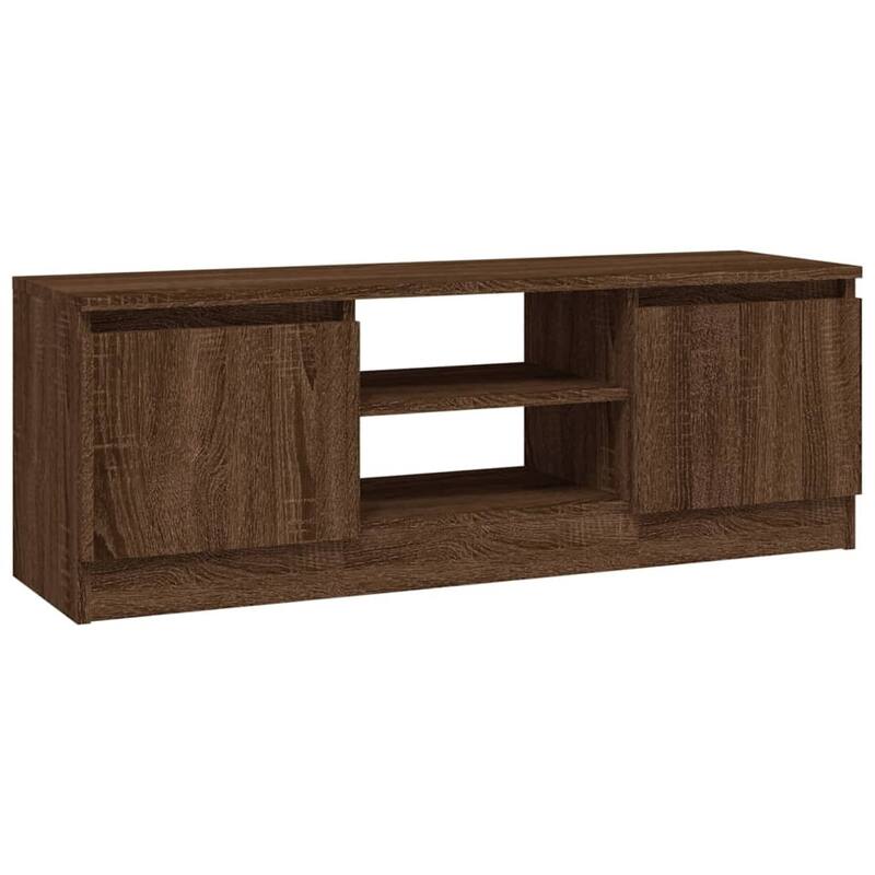 vidaXL TV Cabinet With Door Brown Oak Engineered Wood Medium - 11.8 x 40.2 x 14.2 in