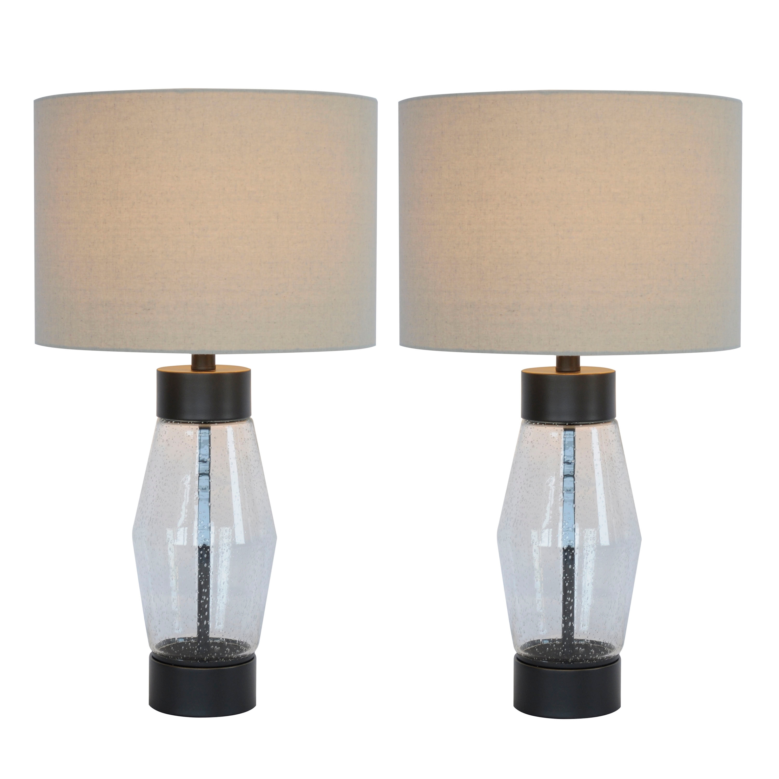 Caleb Convex Clear Glass And Metal Table Lamp Set Of 2 Overstock 31688358