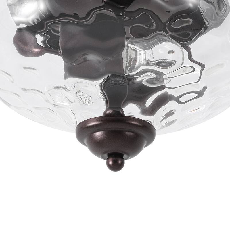 Modern Farmhouse 2-light Water Pattern Hammered Glass Flush Mount 9in