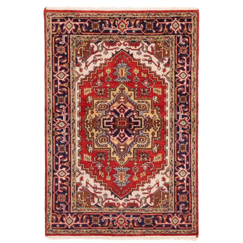 ECARPETGALLERY Hand-knotted Serapi Heritage Light Red Wool Rug - 4'0 x 5'11