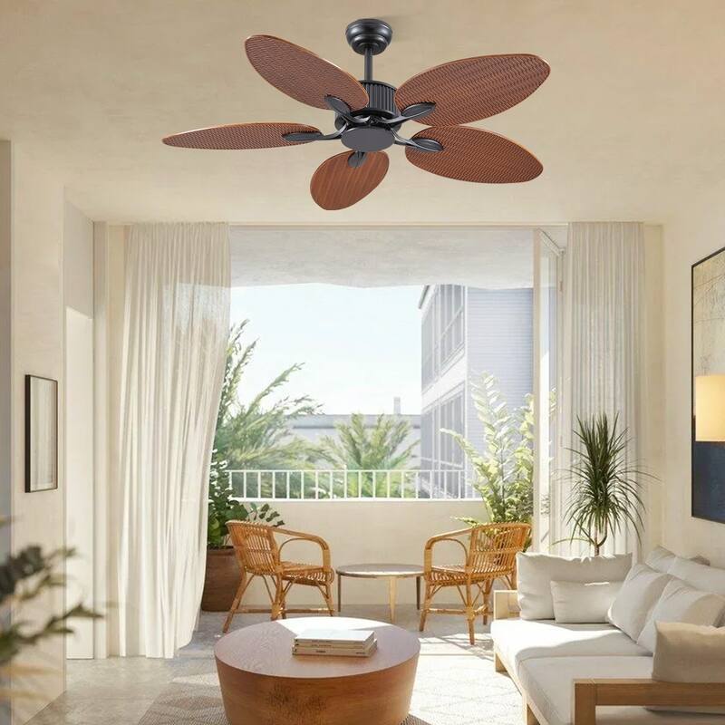 50 Inch Tropical Palm Tropical Indoor/Outdoor Ceiling Fan DC Motor Remote Control - 50 Inches