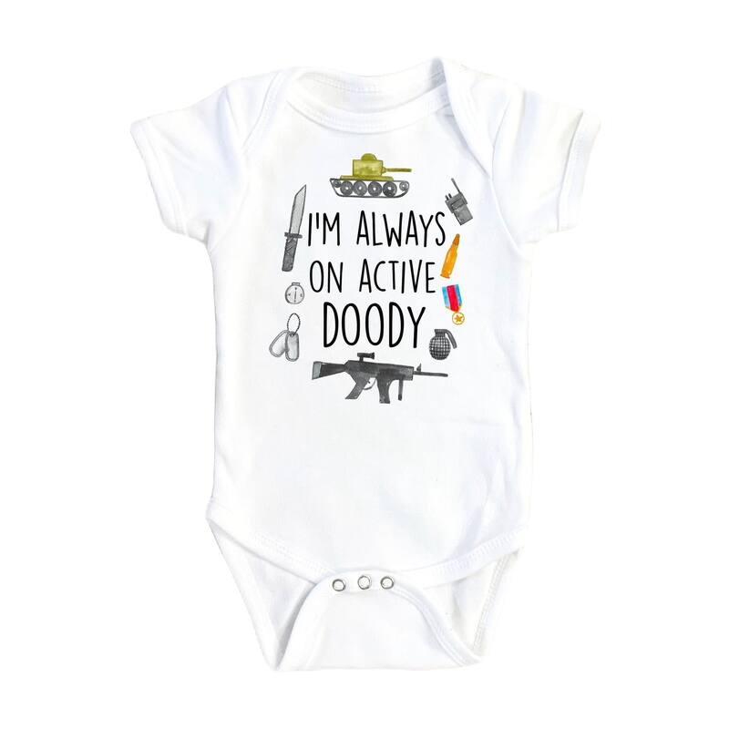 Military Doody - Baby Boy Girl Clothes Infant Bodysuit Funny Cute Newborn - Natural - 0-3M