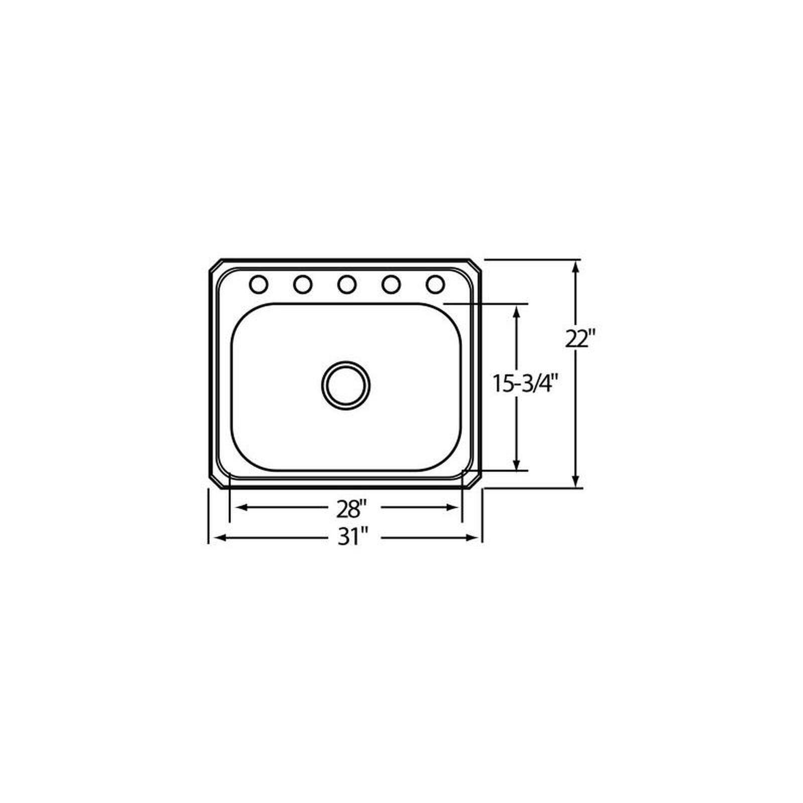 Elkay Celebrity 31In 20 Gauge Stainless Steel SingleBowl DropIn Kitchen Sink Bed Bath