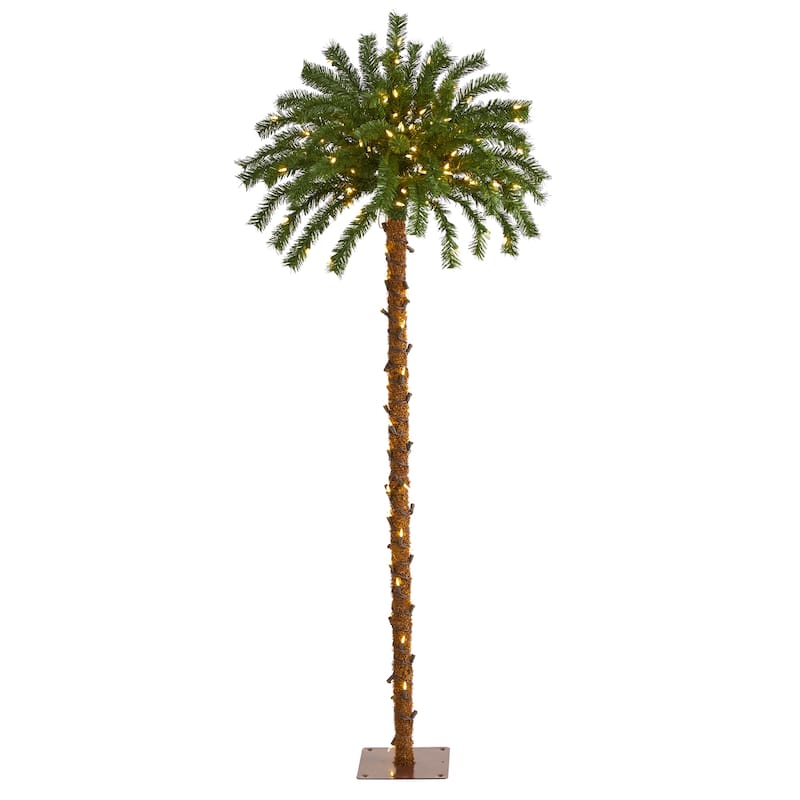 5’ Pre-Lit Palm Artificial Christmas Tree, Warm White LED Lights - 5 Foot