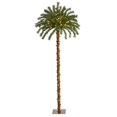 5’ Pre-Lit Palm Artificial Christmas Tree, Warm White LED Lights - 5 Foot