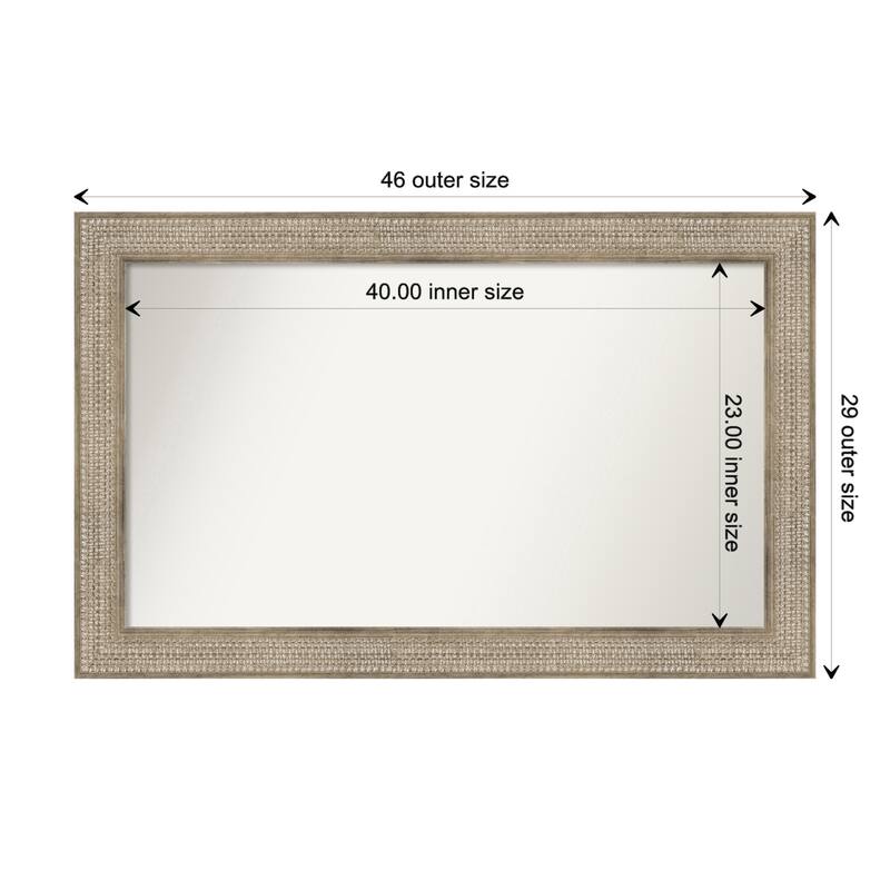 Trellis Silver Framed Non-Beveled Custom Wall Mirror, Bathroom Vanity Mirror - Outer Size: 46 x 29