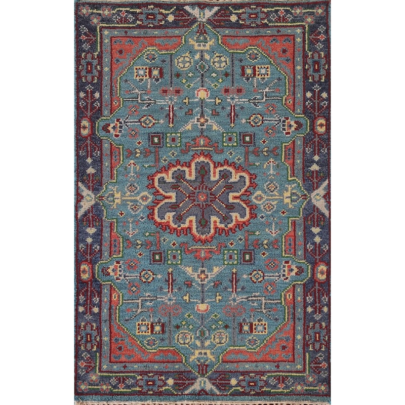 Blue Heriz Serapi Oriental Accent Rug Wool Carpet - 2'11"x 4'11"