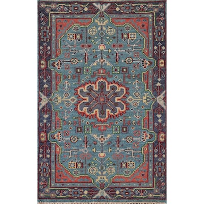 Blue Heriz Serapi Oriental Accent Rug Wool Carpet - 2'11"x 4'11"