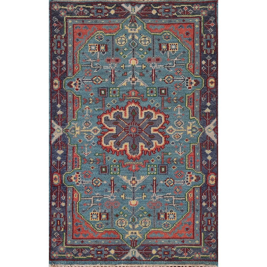 Blue Heriz Serapi Oriental Accent Rug Wool Carpet - 2'11"x 4'11"
