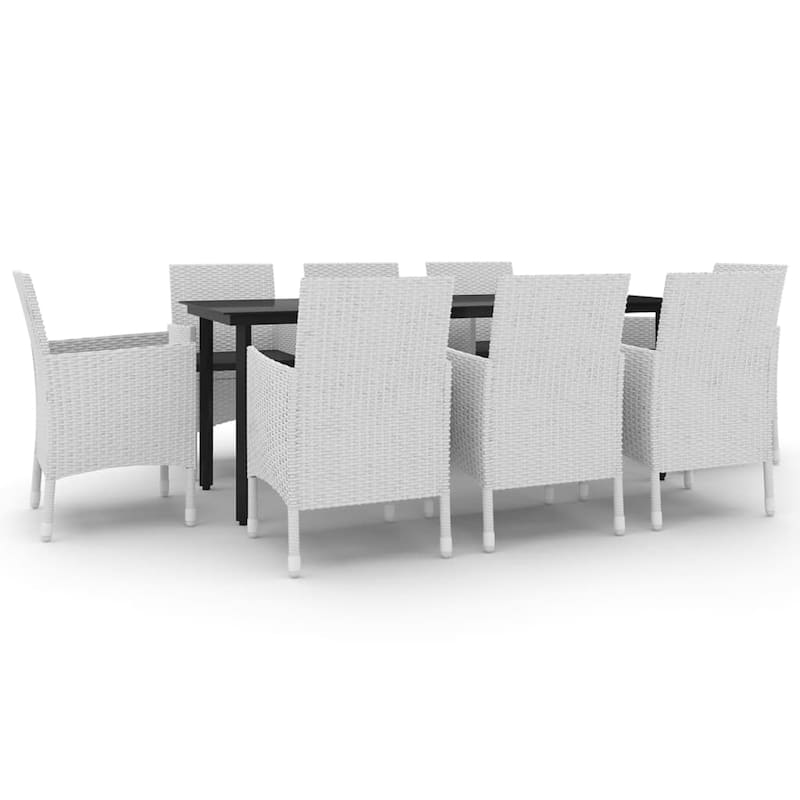 vidaXL Patio Dining Set Outdoor Table and Chair Set Poly Rattan and Glass