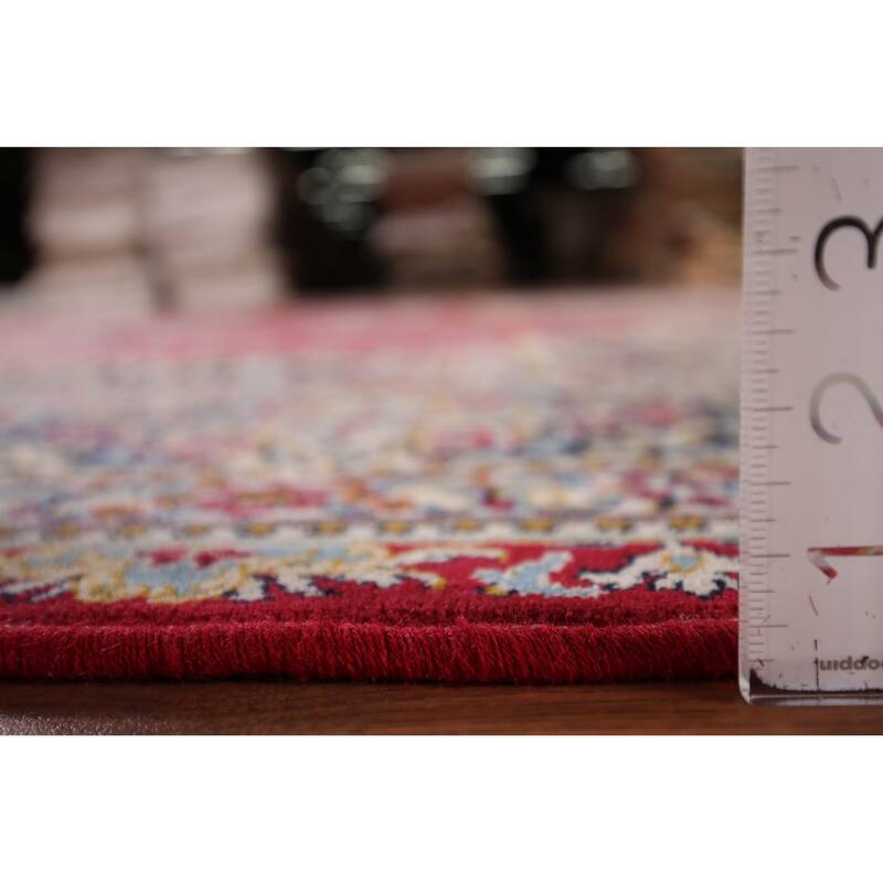 Traditional Red Kashan Turkish Area Rug Machine-Made Bedroom Carpet - 9'6" x 13'0"