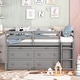 preview thumbnail 11 of 18, Full Size Loft Bed w/ Retractable Writing Desk & 4 Drawers, Wooden Loft Bed w/ Lateral Portabhite Gray