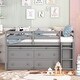 preview thumbnail 29 of 34, Twin/Full Size Low Loft Bed with Retractable Writing Desk and 4 Drawers, Wooden Loft Bed Frame w/ Lateral Portable Desk & Ladder