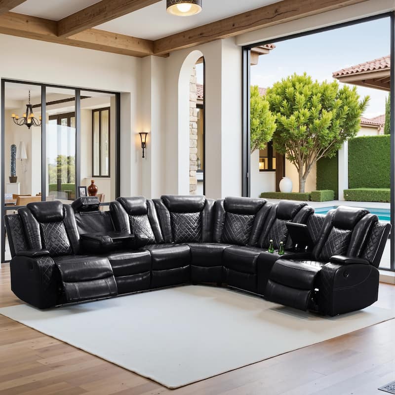 Off-White 3-Piece Breathing Leather Living Room Recliner Sofa set