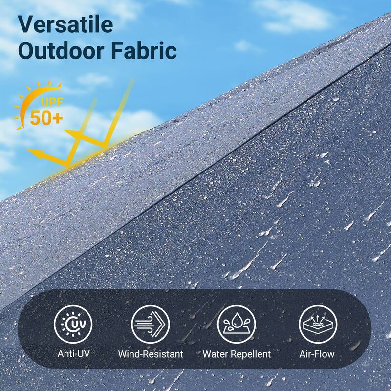 XIZZI Outdoor Patio Umbrella with Solar LED Lights and Base