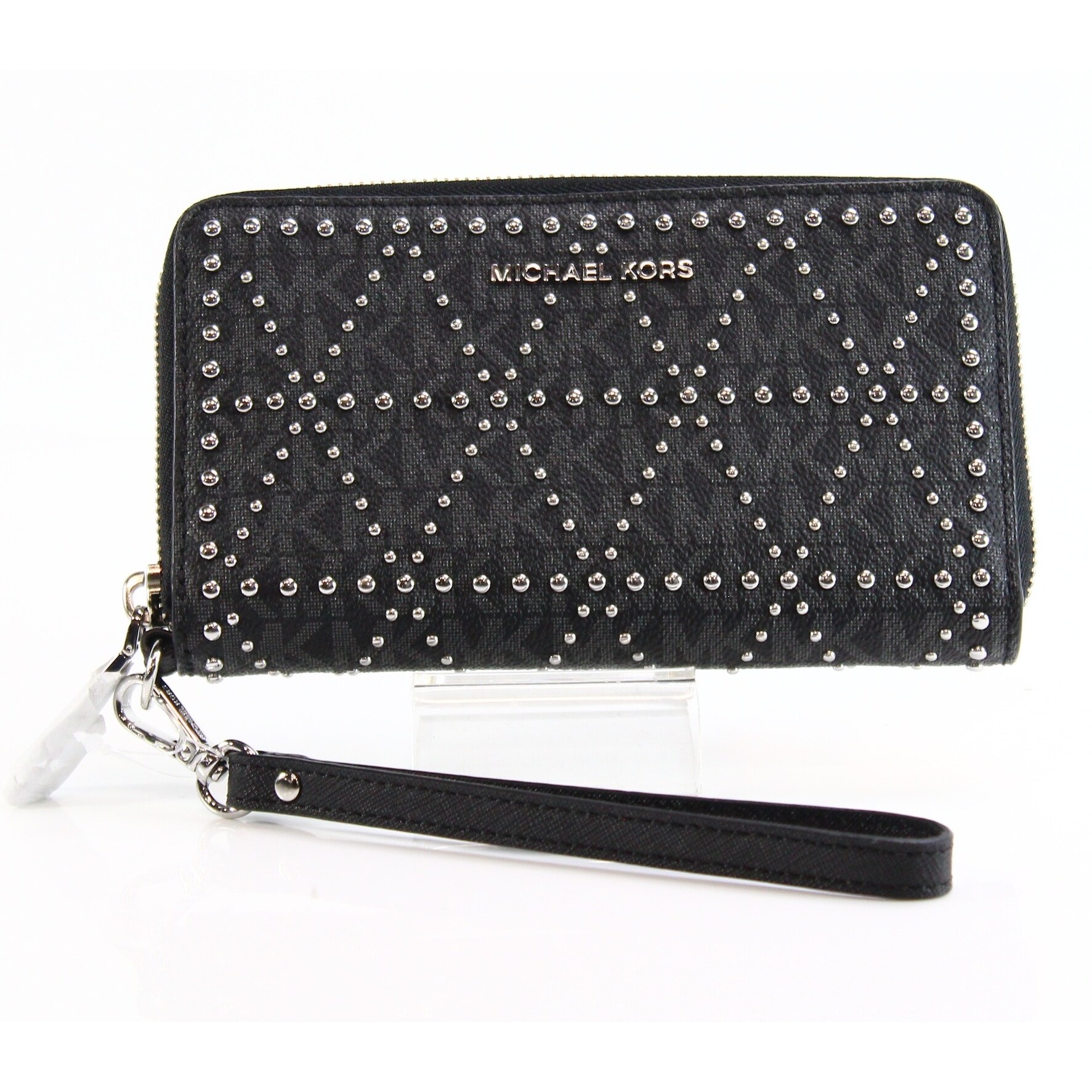 michael kors black studded wristlet