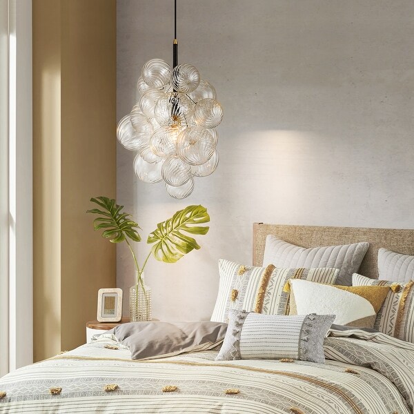 1 Light Modern Cluster Twisted Swirled Clear Glass Globe Bubble Chandelier with 1 Bulb Included On Sale Bed Bath Beyond 39457465