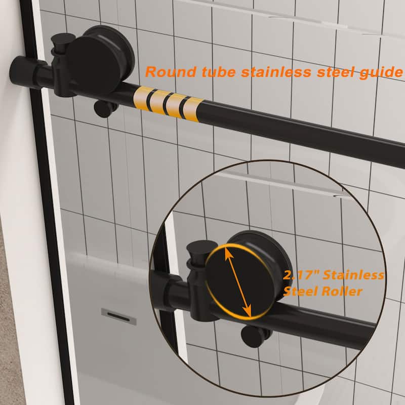 60"W x 76" H Frameless Shower Door with 1/4 "Tempered Glass,Handle