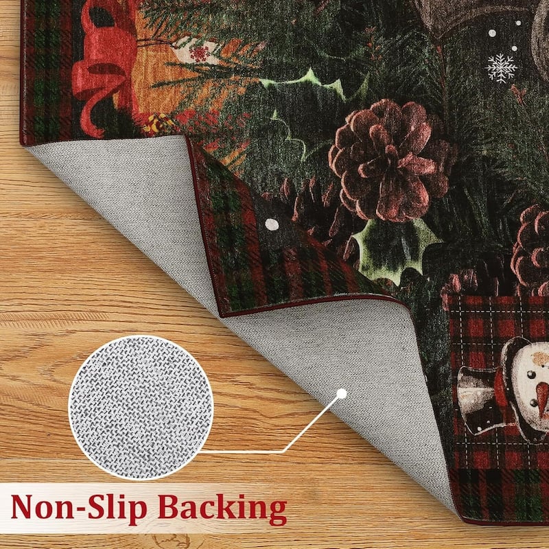 GustoWave 2*3ft Christmas Snowman Washable Non Slip Area Rug, Decorations Rugs for Living Room - 1'6" x 2'6"