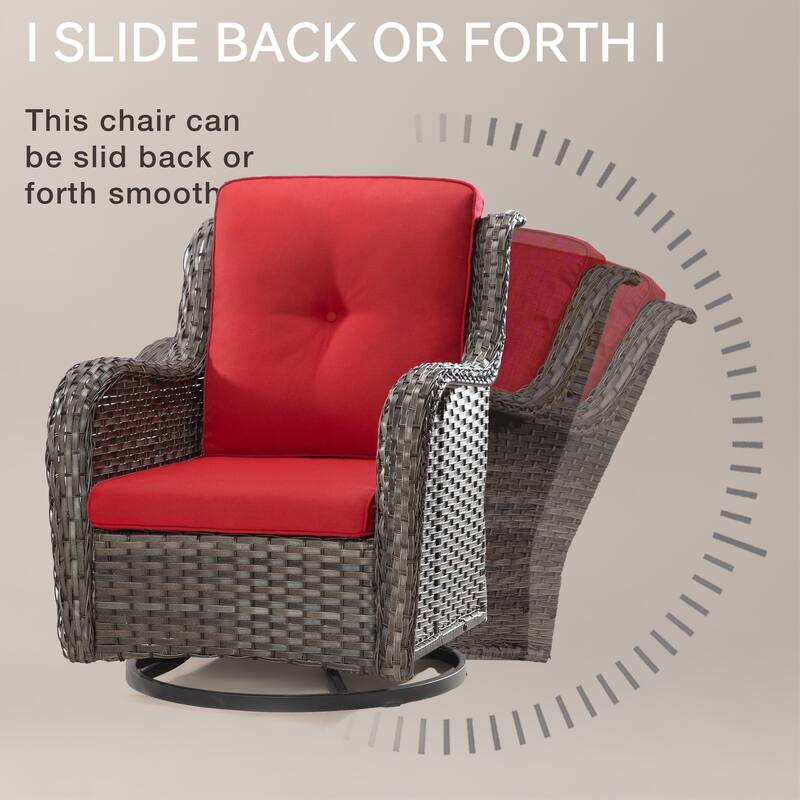 Cozywor 3-Piece Wicker Patio Swivel Outdoor Rocking Chair Set