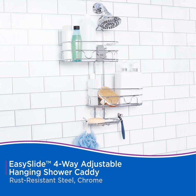 Kenney Rust-Resistant EasySlide 4-Way Adjustable Caddy - Chrome