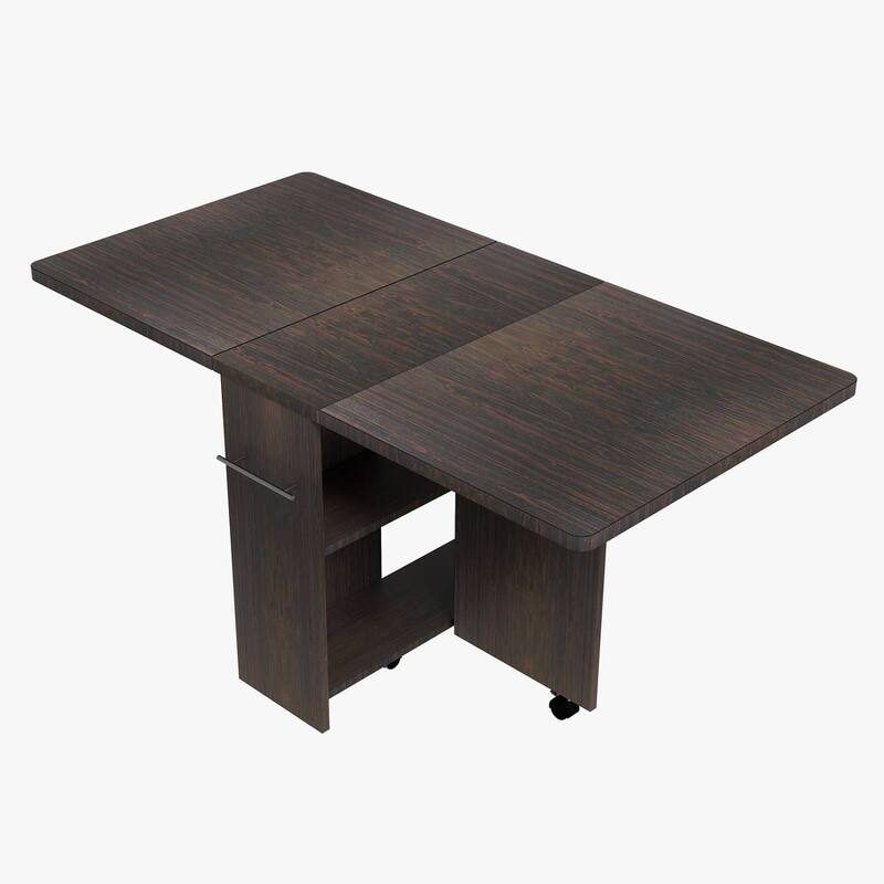 Folding Dining Table with 2 Tier Storage Rack, Space Saving