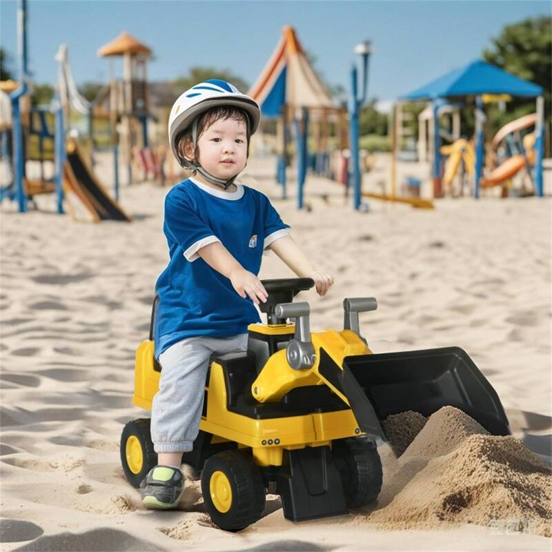 Kids Excavator Ride-On Car with Digging Bucket and Horn Anti-Roller Device and Smooth Tires - 30.7" L x 11.6" W x 21.3" H