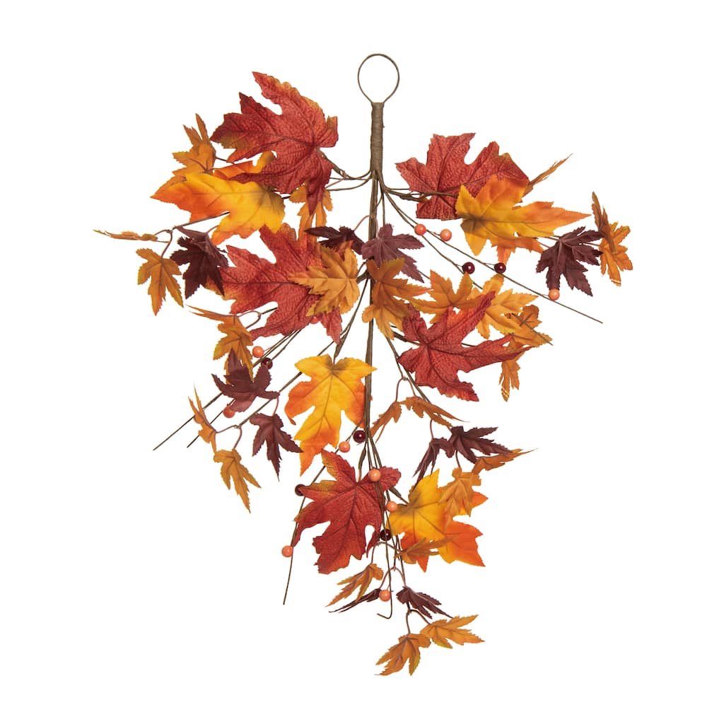 Transpac Artificial 23.62 in. Orange Harvest Changing Seasons Leaves Drop