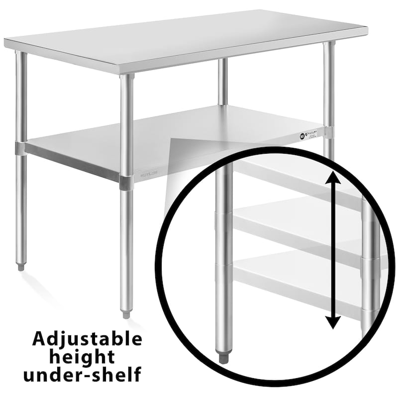 24 x 48 NSF Commercial Stainless Steel Table for Kitchen Prep and Work - 24" x 48"