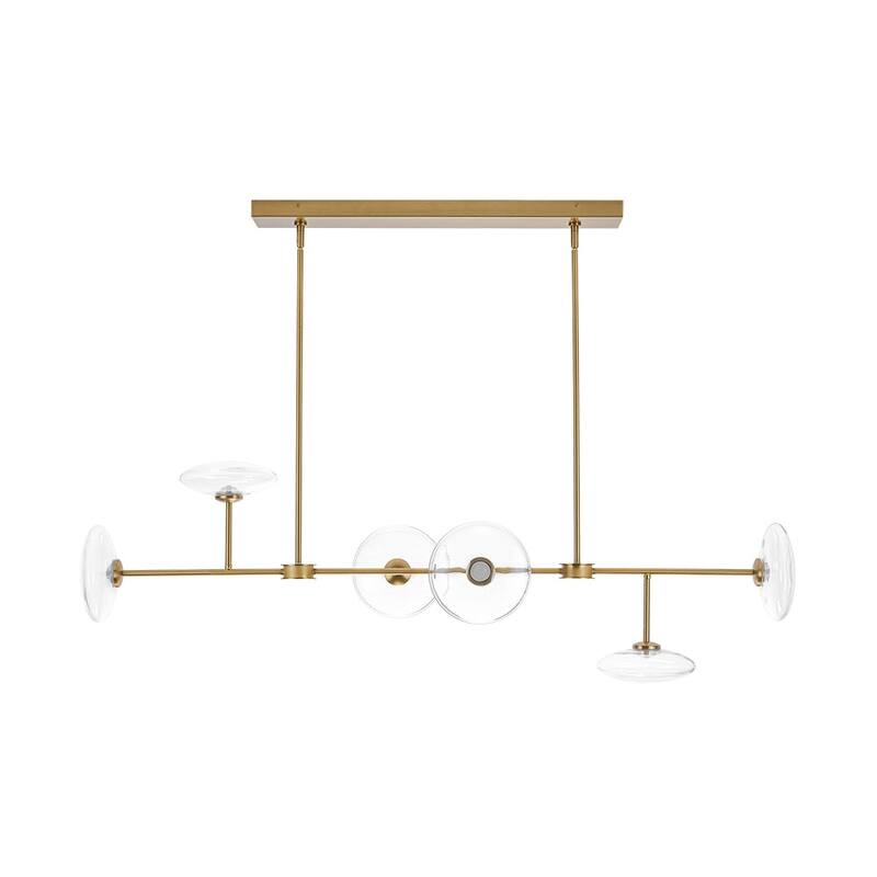 Minimalist 6-Light Dimmable LED Glass Island Pendant Chandelier