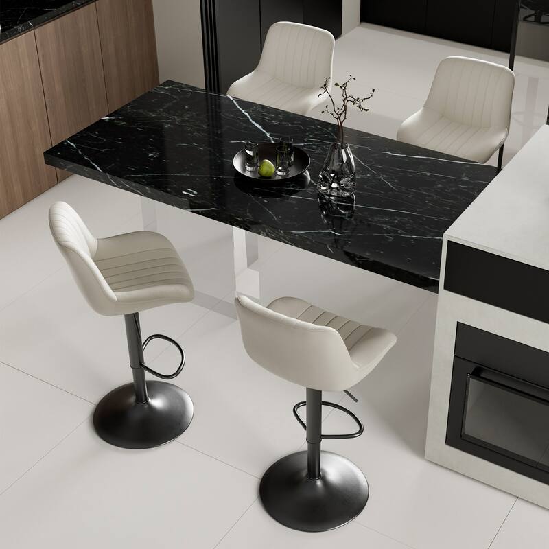 Bar Stools Set of 2, Adjustable Modern Swivel Bar Stools with Backs, Counter Height Performance Fabric Island Chairs