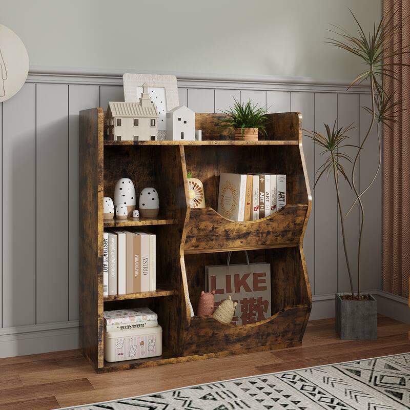 3-Tier Bookshelf Double Side Toy Shelf for Toys and Books