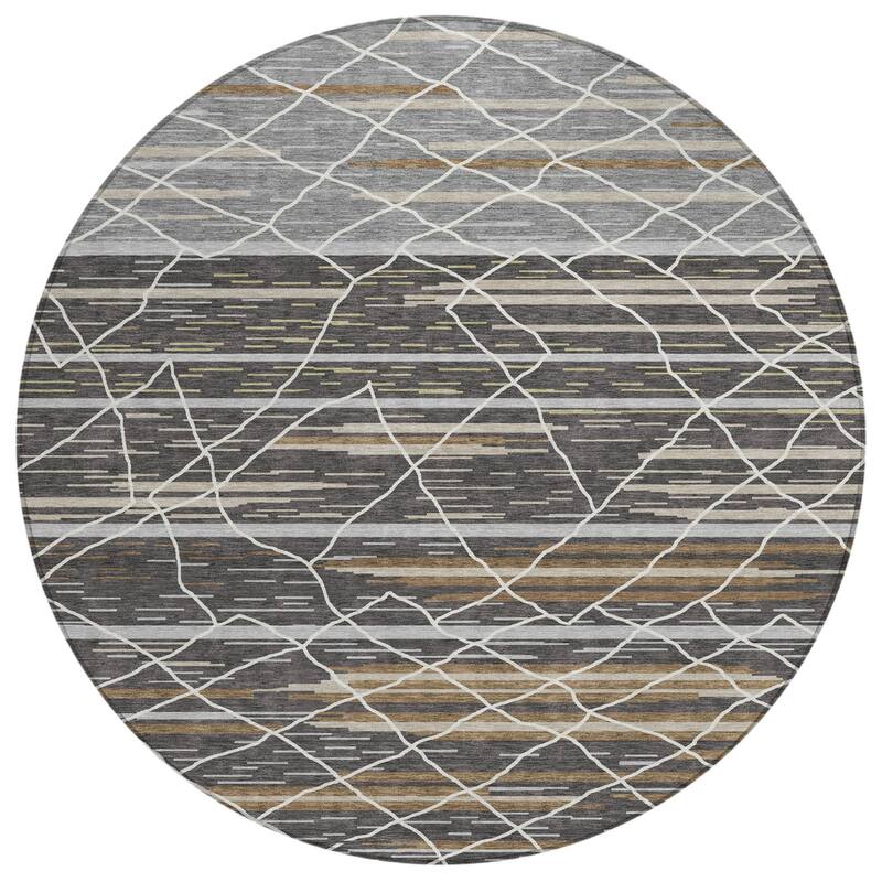 HomeRoots Striped Modern Rectangle Outdoor Rug