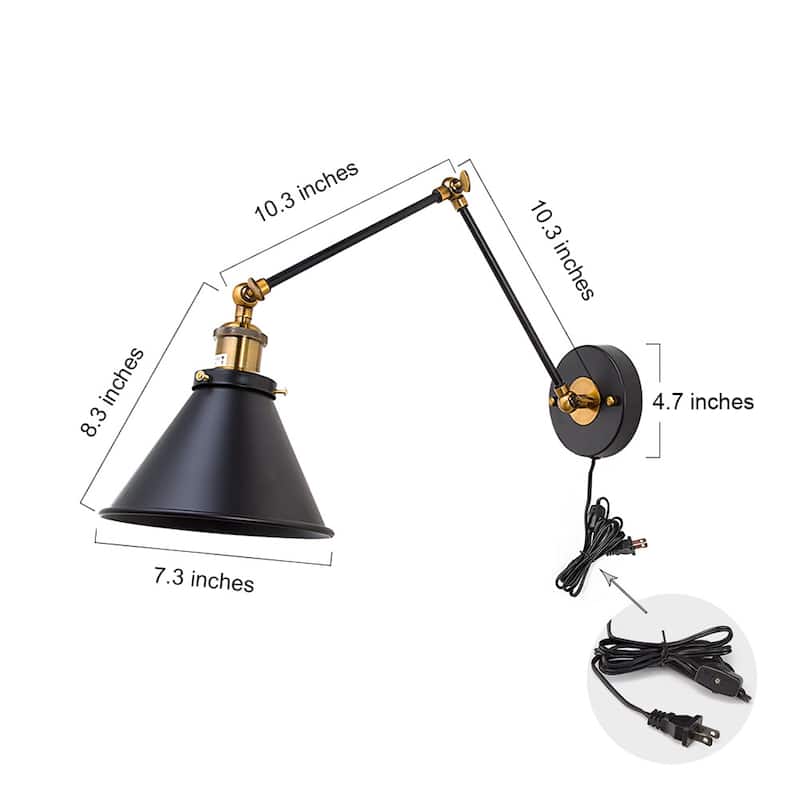 Merida Black Plug-in Wall Lamp Adjustable Wall Sconce by Havenside Home - L19.7*W7.5*H9.1