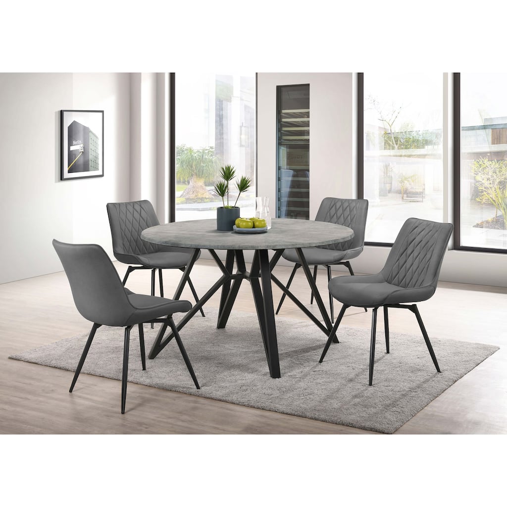Neil 5-piece Concrete and Grey Round Dining Table Set